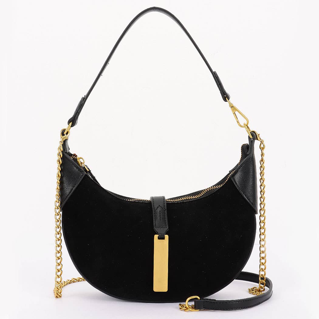 Faux Suede Leather Hobo Bag