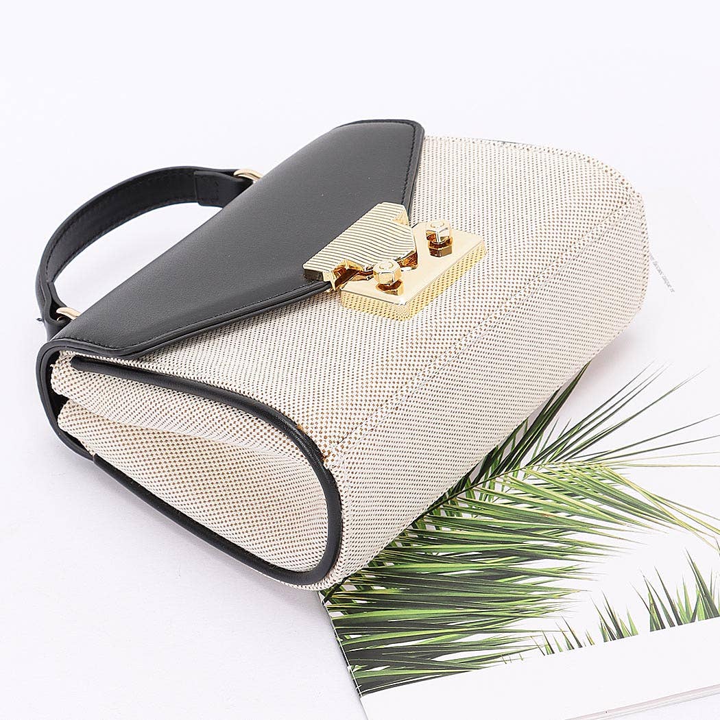 Canvas Top Handle Flap Bag