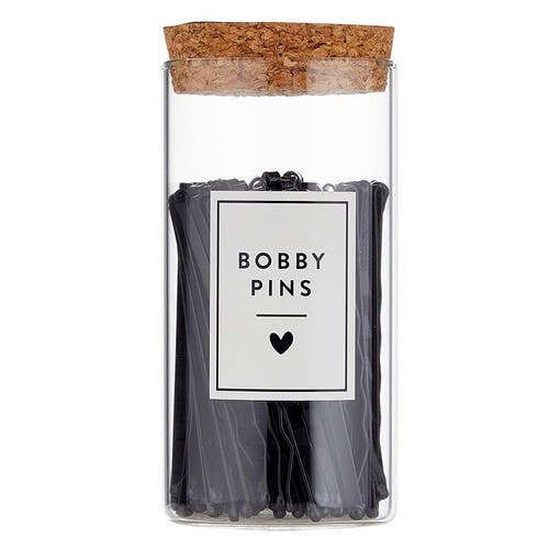 Bella Sleep + Spa - Black Bobby Pins in Jar - Large (75pcs)