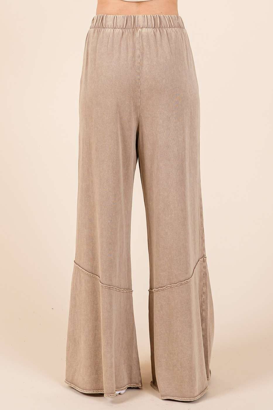 Mineral Wash Wide Flared Leg Lounge Pants