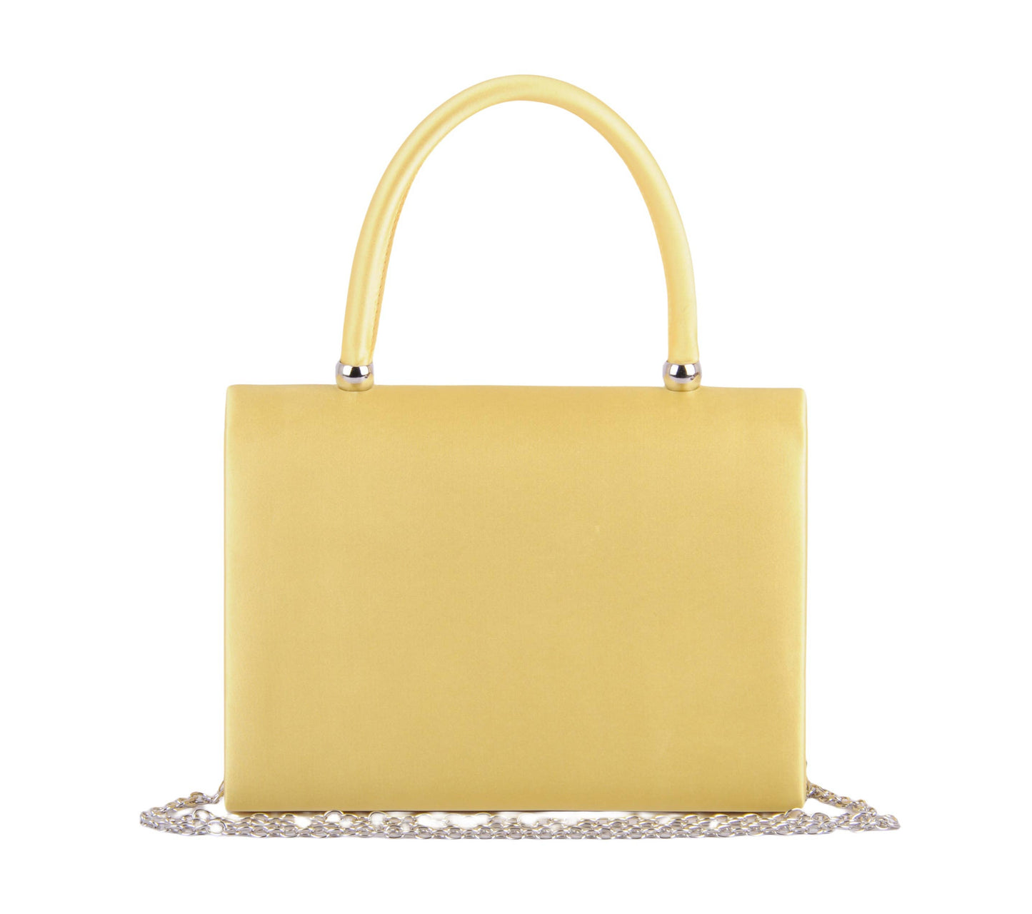 Yellow Satin Satchel Crossbody Bag with Floral Accent