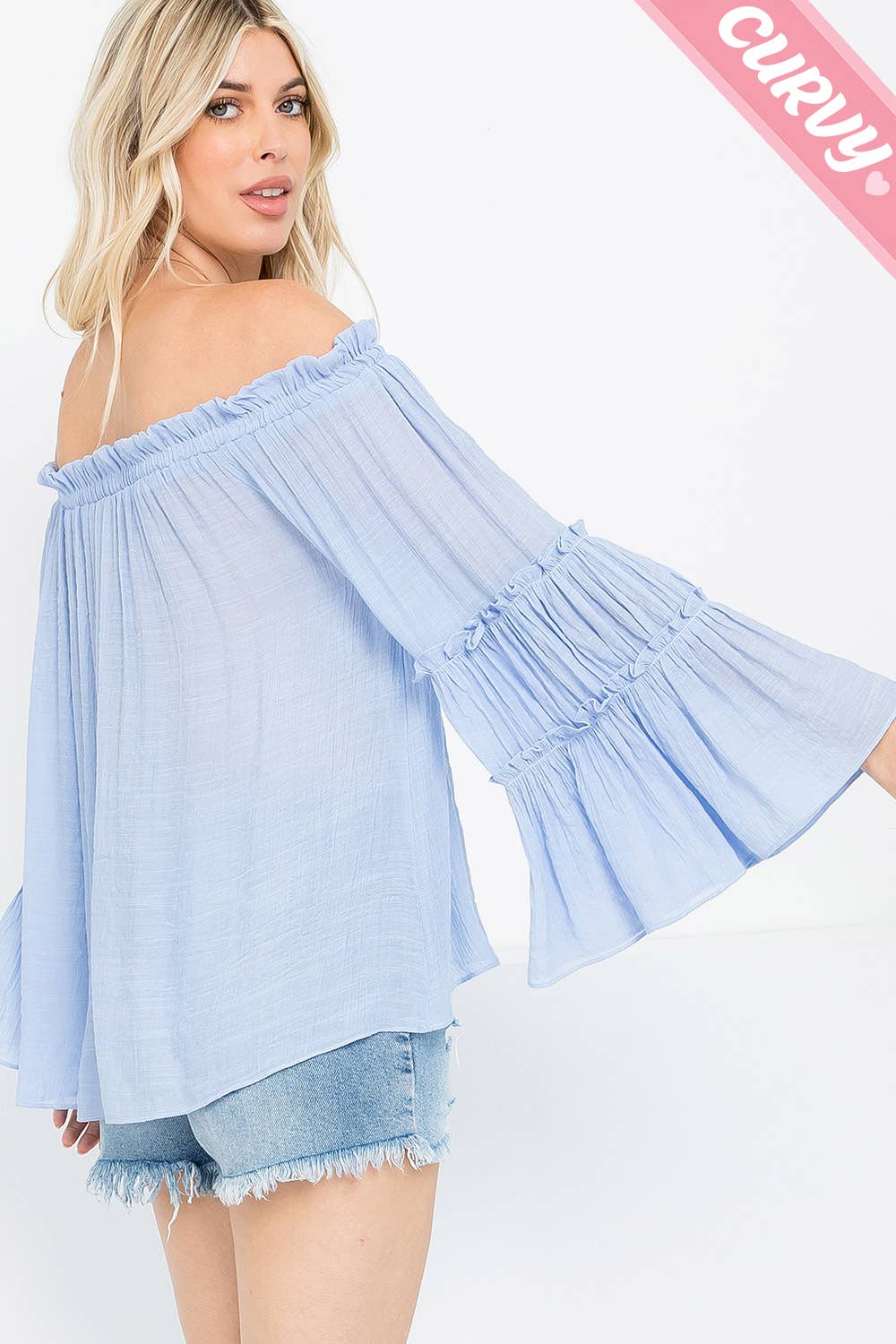 Extended Size Off The Shoulder Tiered Bell Sleeve