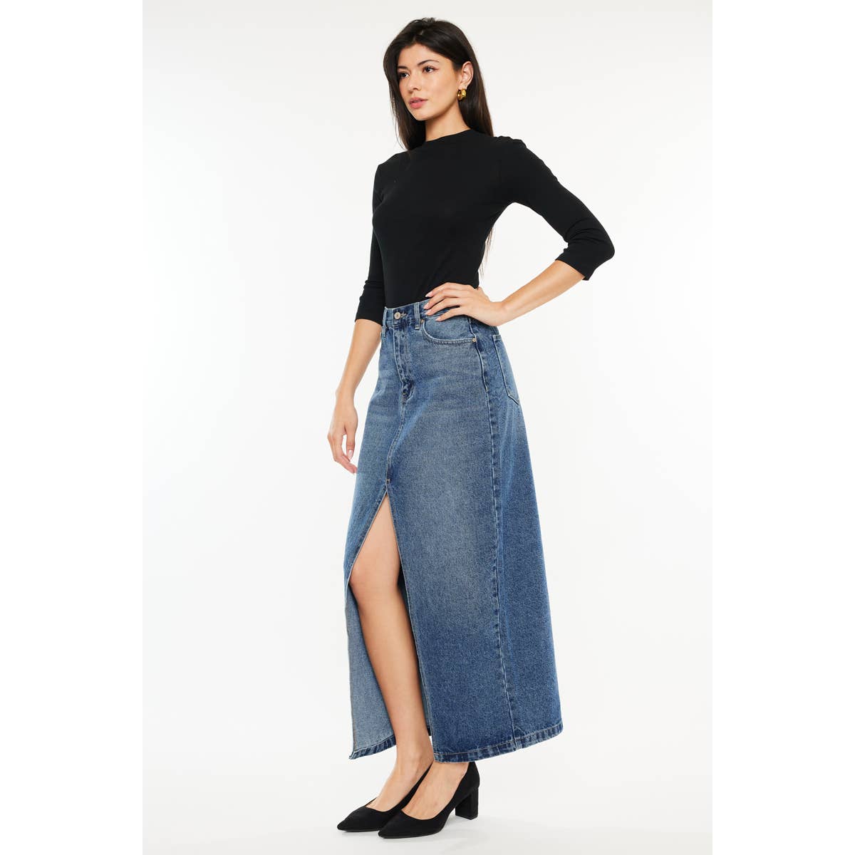 Denim MAXI Skirt Medium Wash