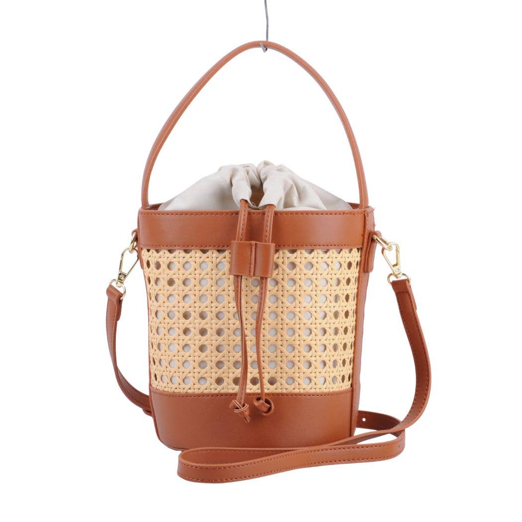 Basket Crossbody with Faux Leather Trimmings