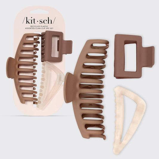 Kitsch - Recycled Plastic Assorted Claw Clip 3pc - Oversized