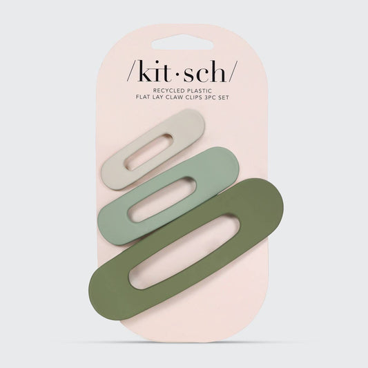 Kitsch - Recycled Plastic Matte Flat Lay Claw Clip 3pc - Eucalyptus