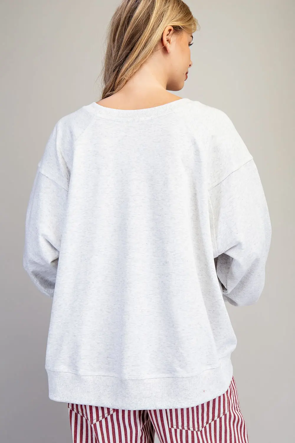 Merry Embroidered Oversized High-Low Sweatshirt
