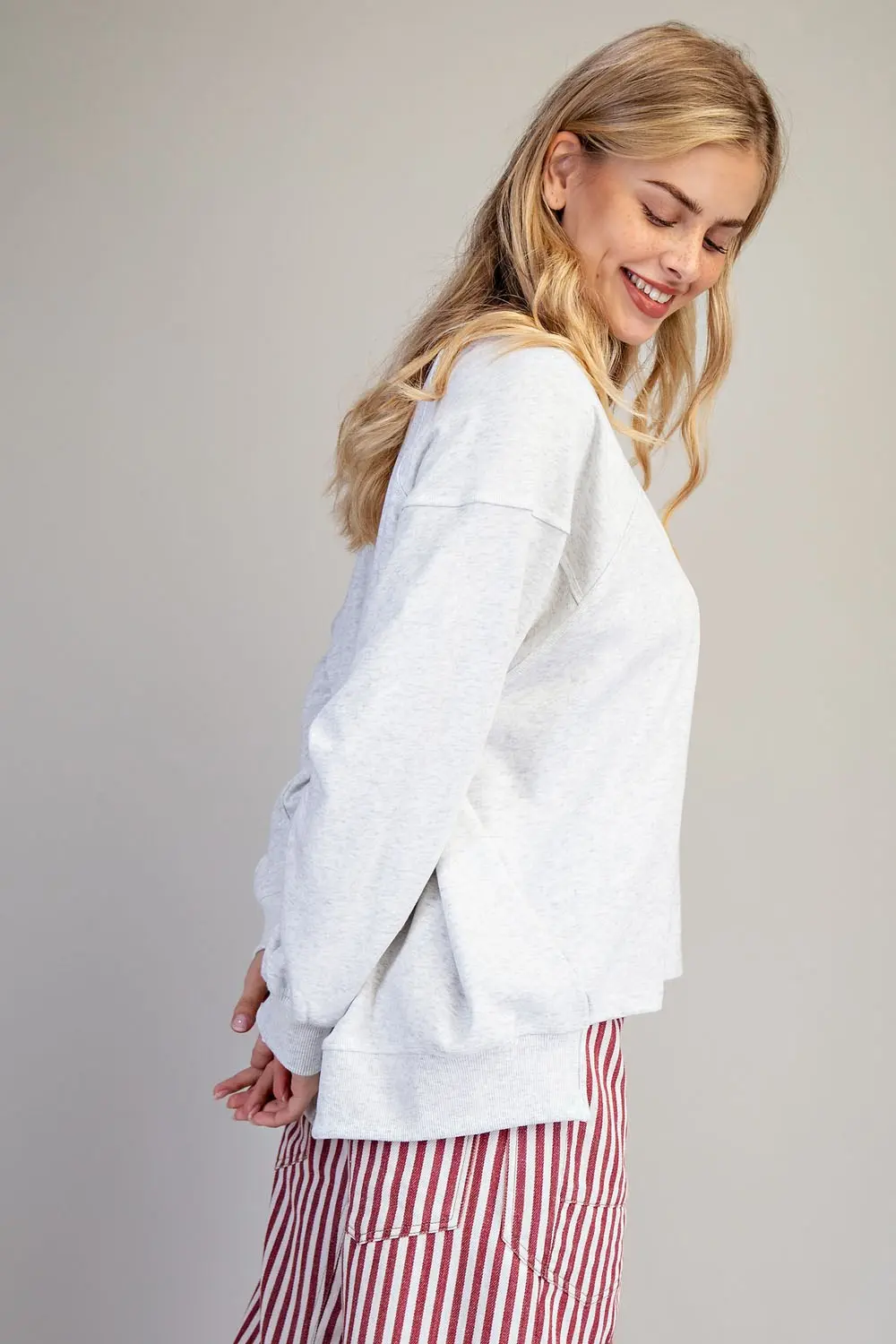 Merry Embroidered Oversized High-Low Sweatshirt