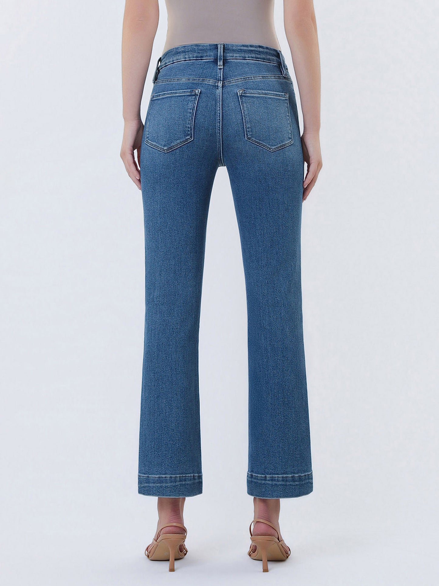 High Rise Seamless Trouser Hem Kick Flare Jeans