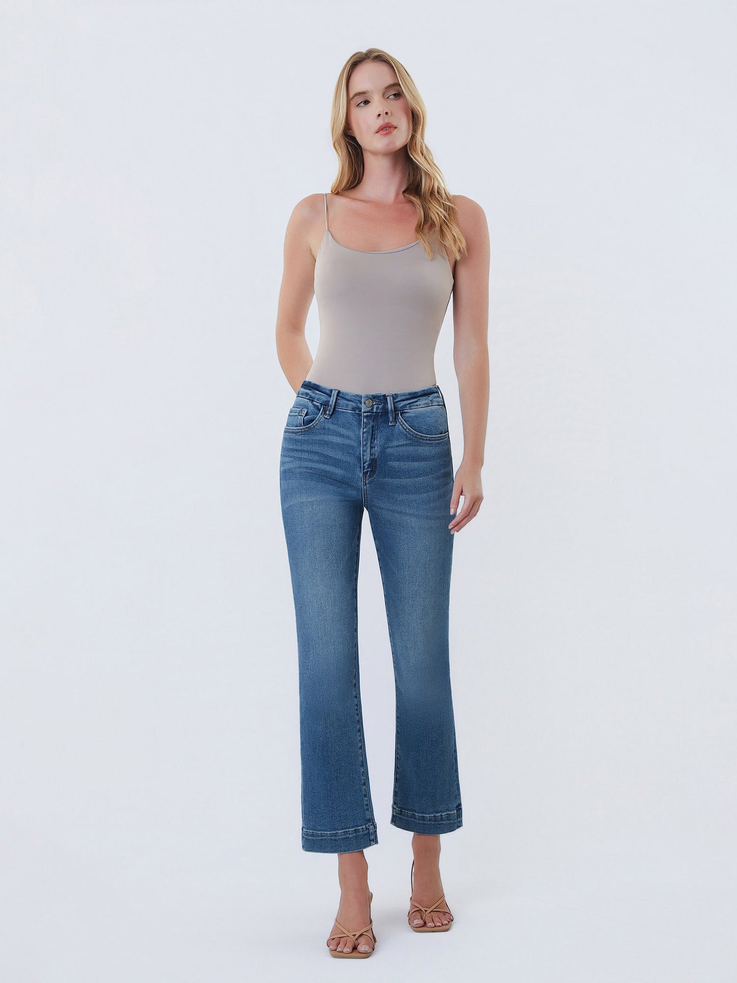 High Rise Seamless Trouser Hem Kick Flare Jeans