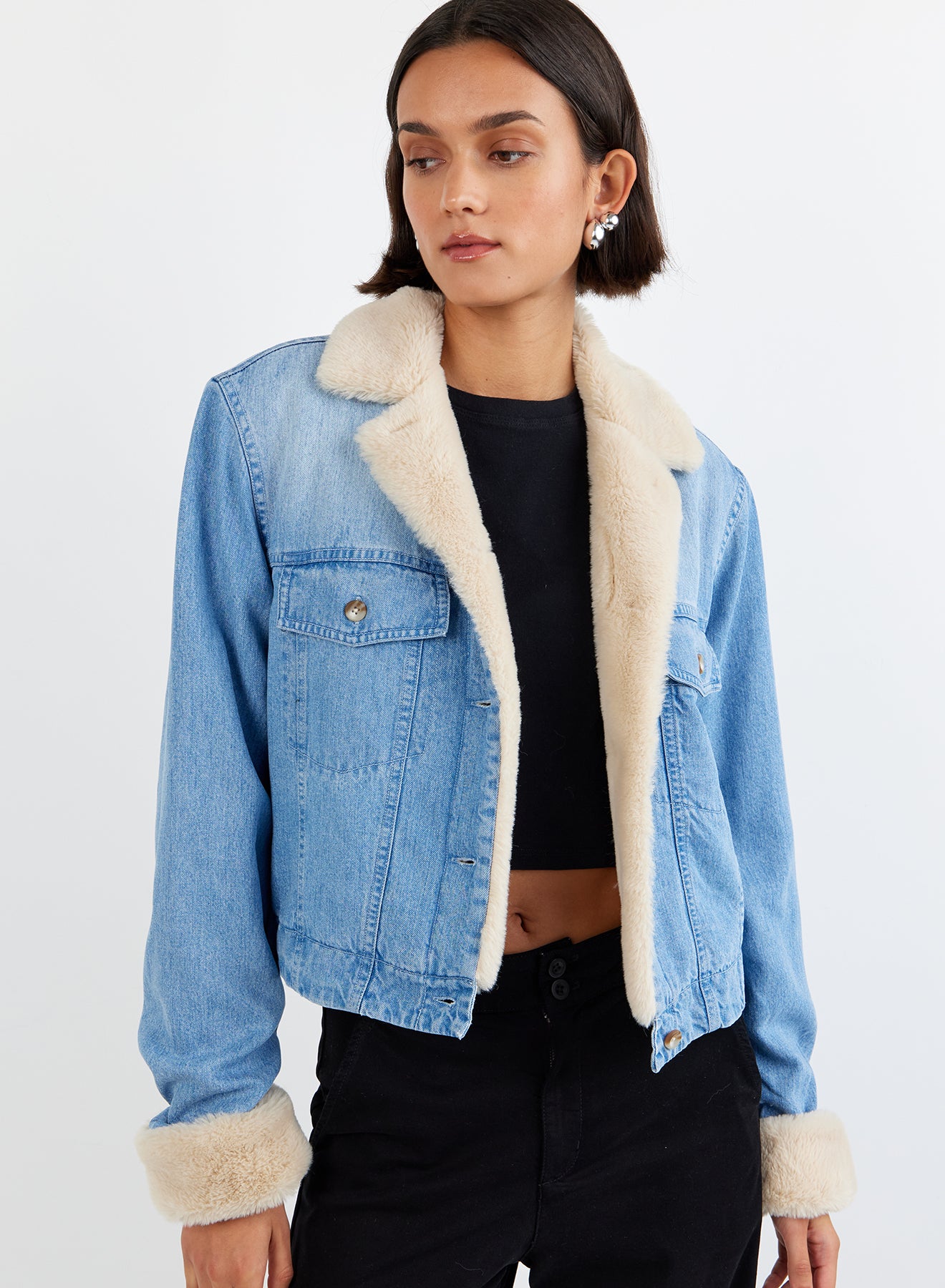 Fur Trimmed Denim Jacket