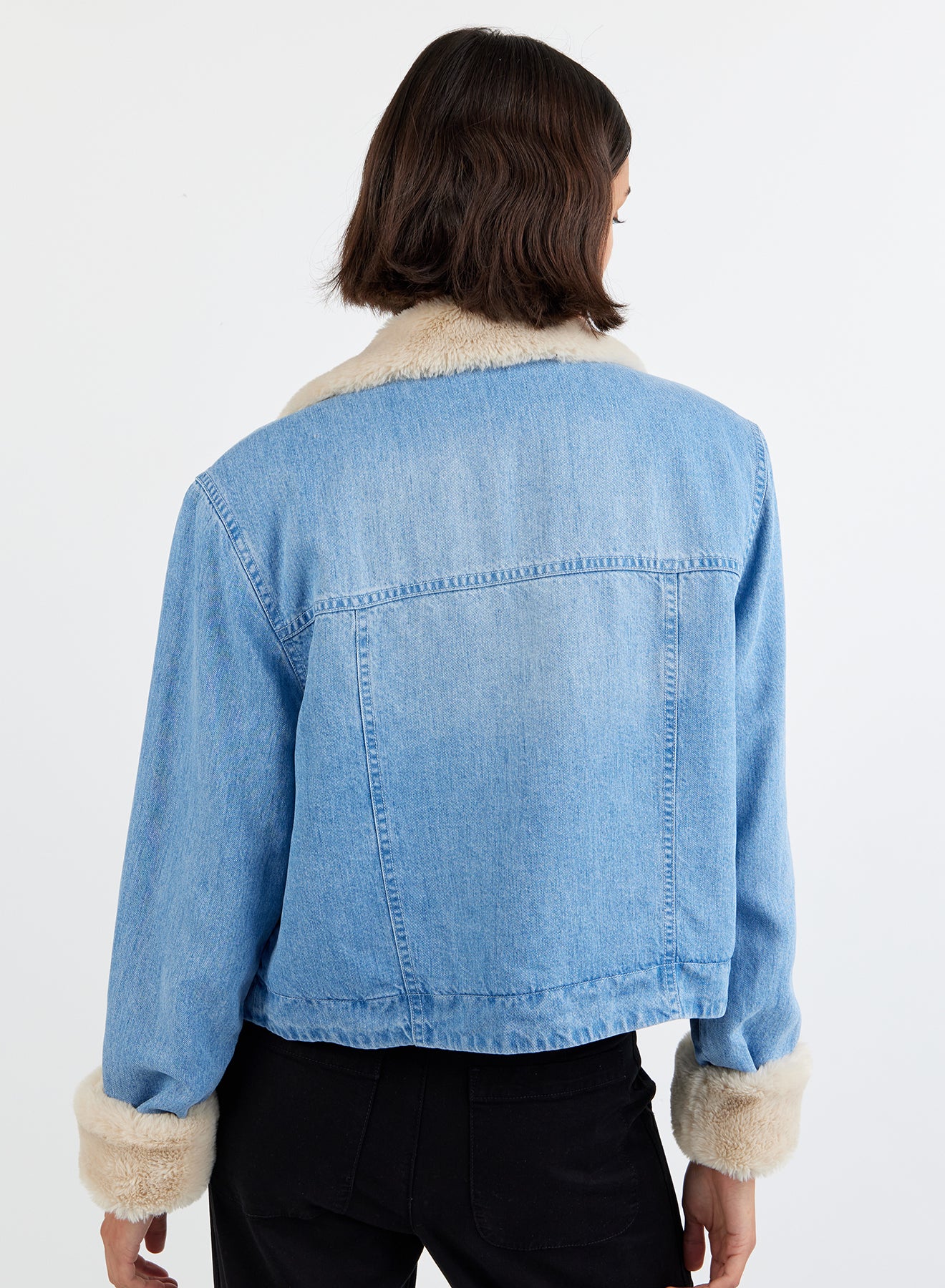 Fur Trimmed Denim Jacket