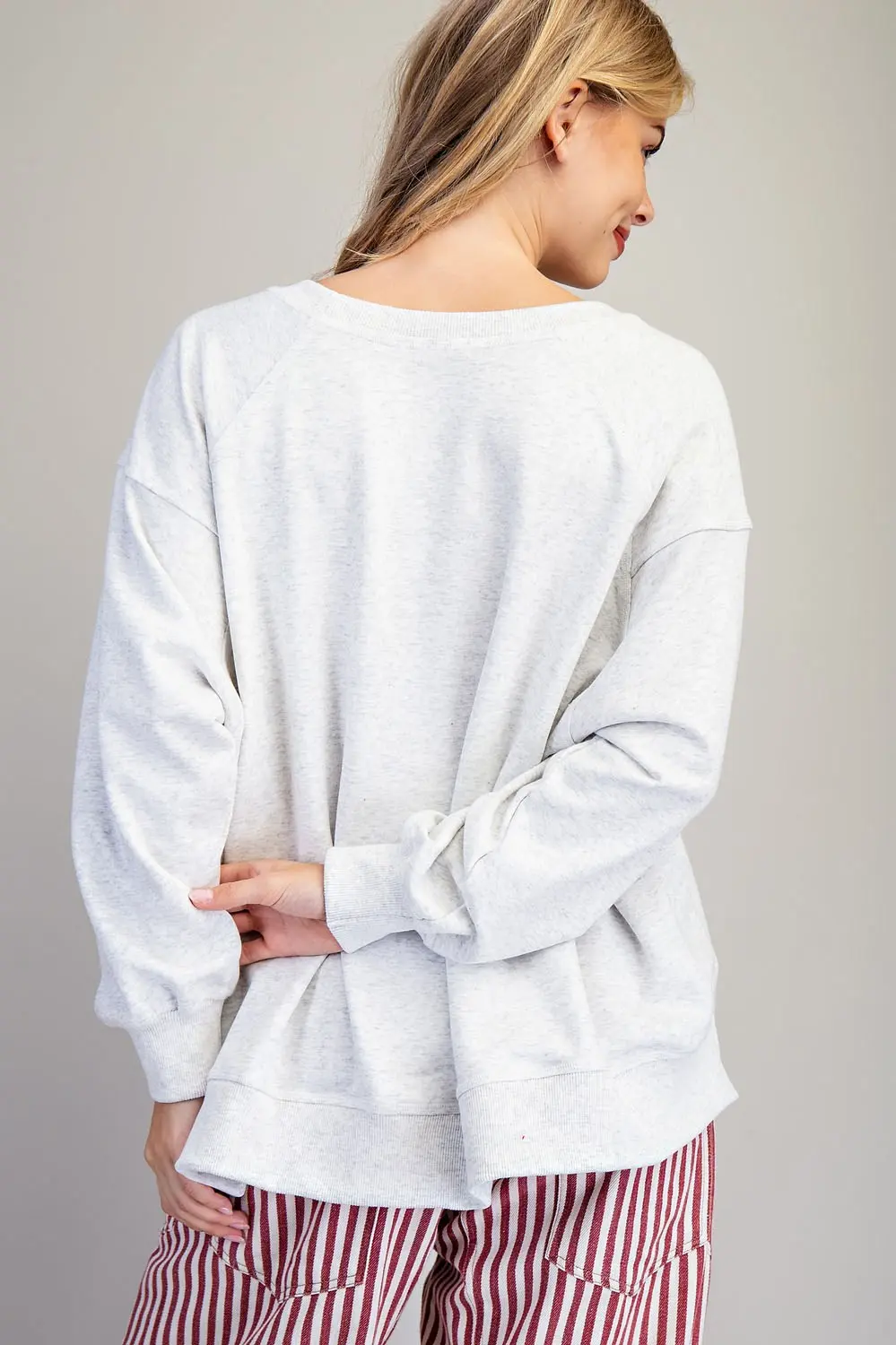Merry Embroidered Oversized High-Low Sweatshirt