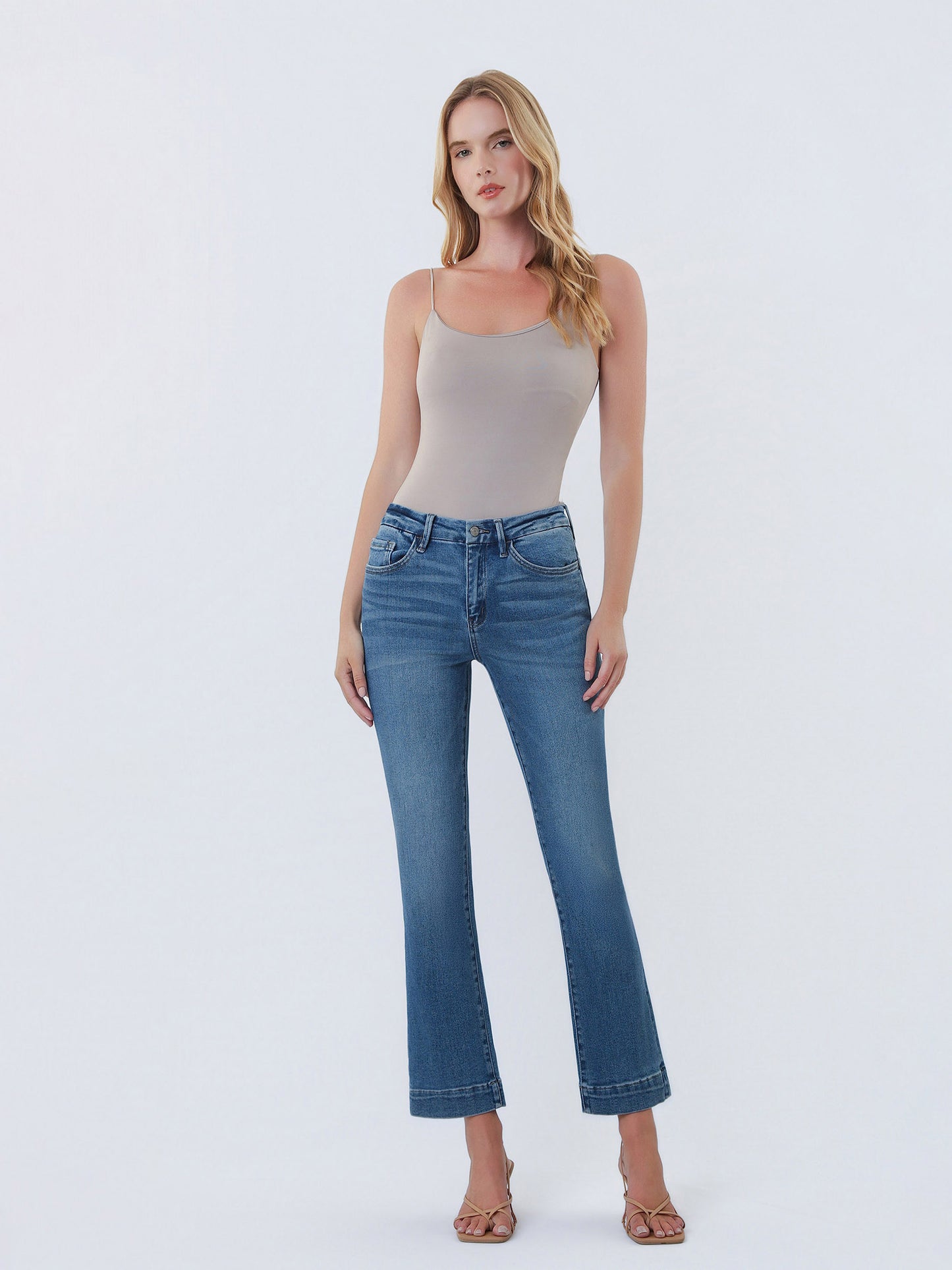 High Rise Seamless Trouser Hem Kick Flare Jeans