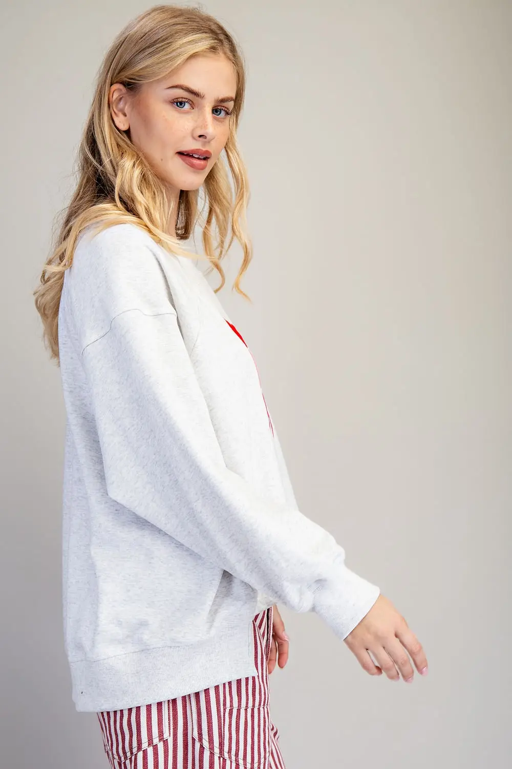 Merry Embroidered Oversized High-Low Sweatshirt