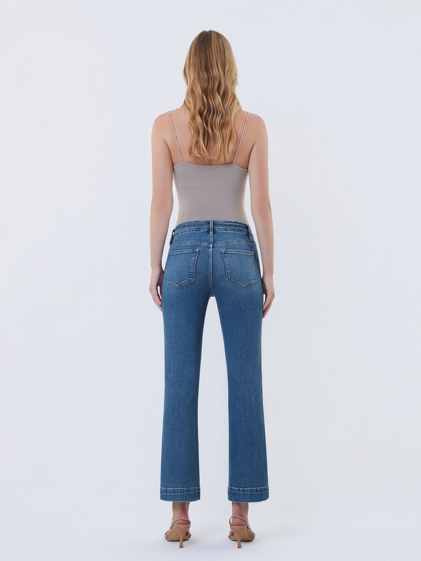 High Rise Seamless Trouser Hem Kick Flare Jeans