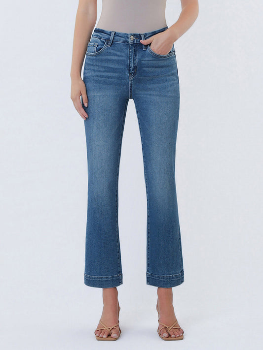 High Rise Seamless Trouser Hem Kick Flare Jeans
