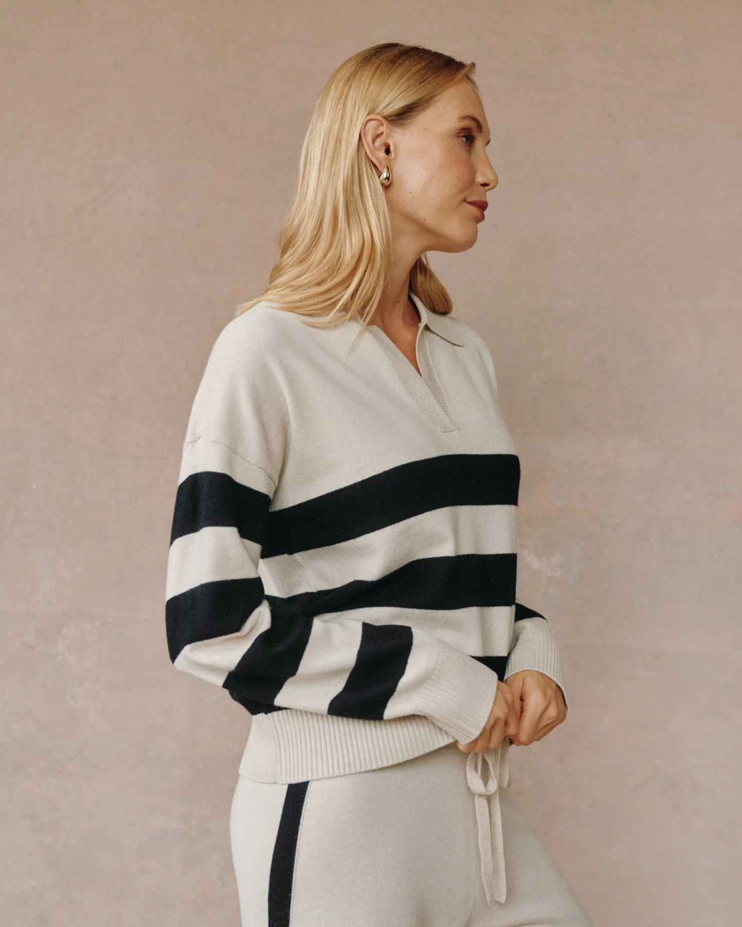 Bella Dahl Stripe Placket Pullover Sweater