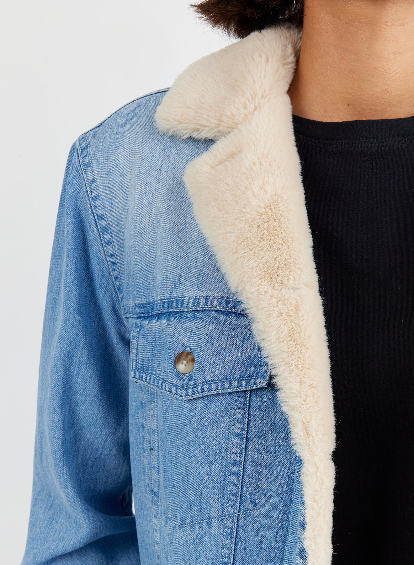 Fur Trimmed Denim Jacket