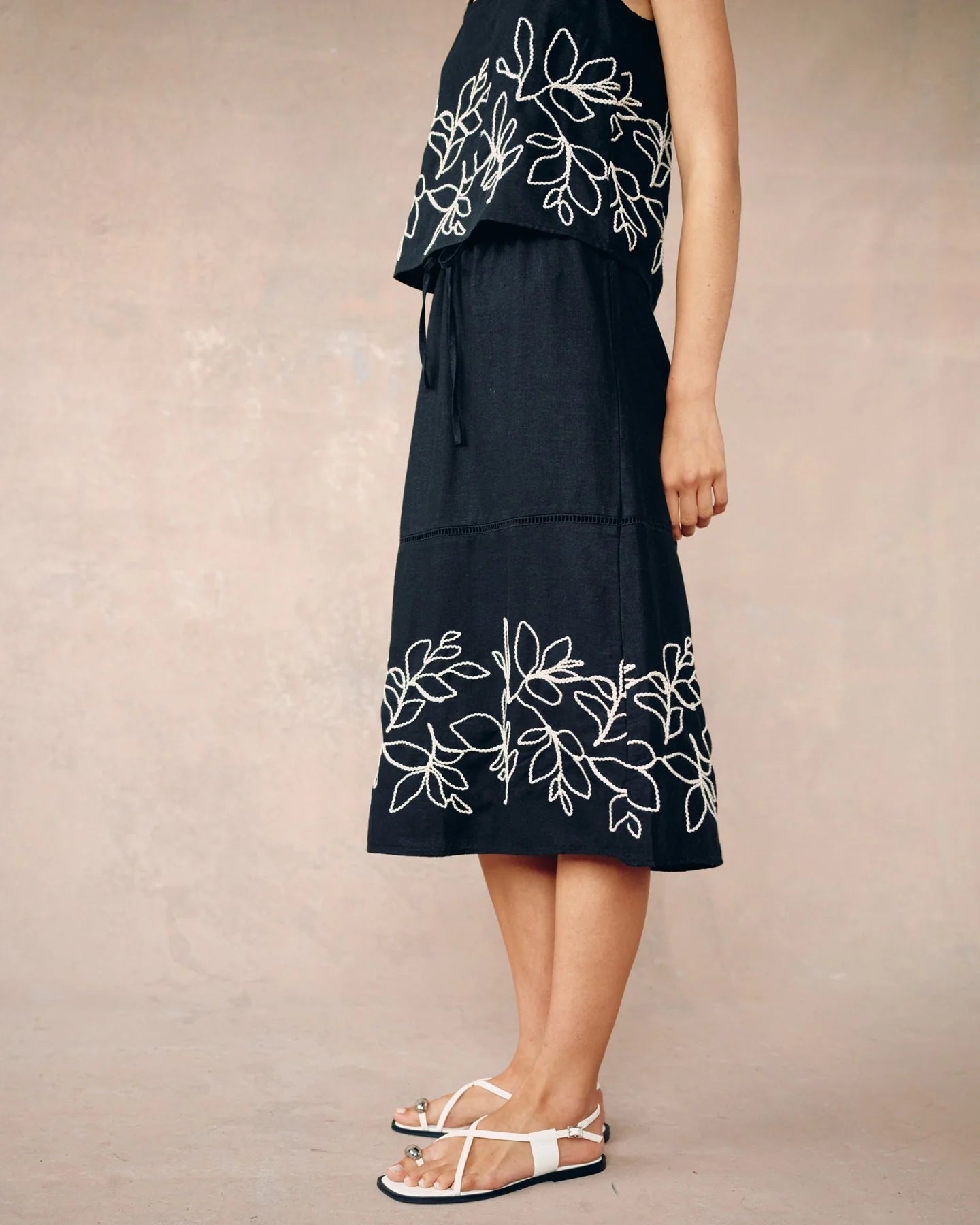 Ladder Trim Midi Skirt
