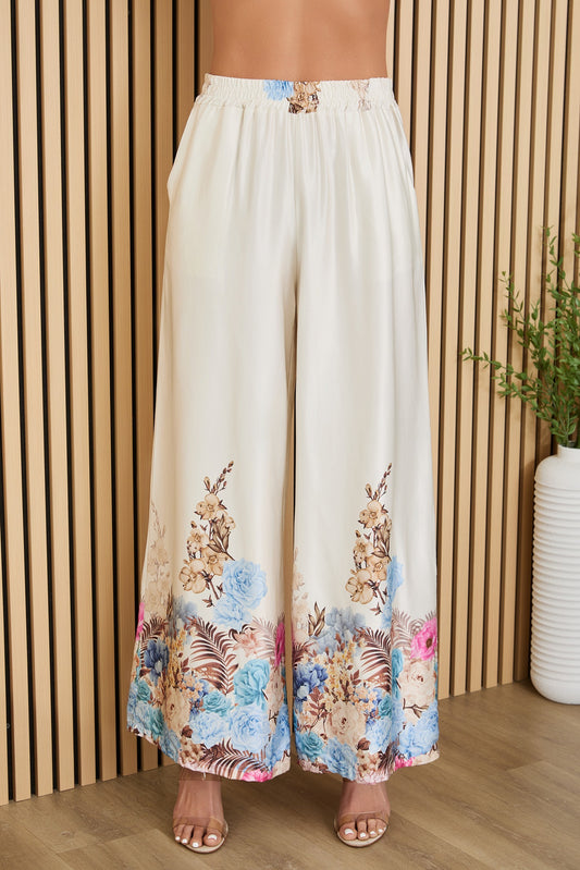 Floral Silky Wide Leg Pants